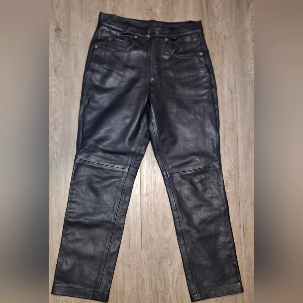 Vintage 1990's Wilson Leather Motorcycle Pants Y2K Cowhide Womans 30-28